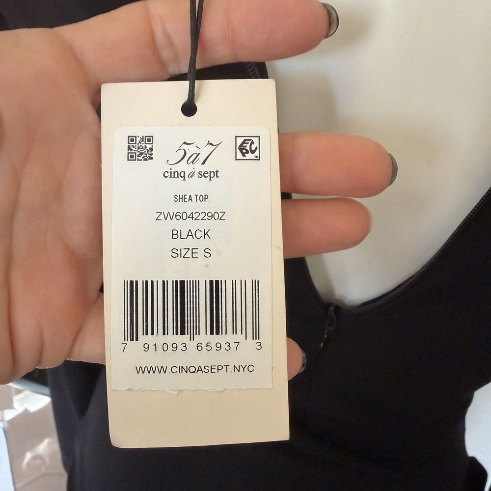 Cinq A Sept Shea Long Sleeve Turtleneck Wrap Top Black S - Picture 8 of 10